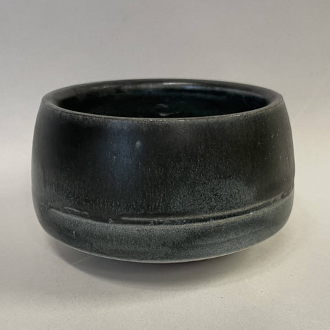 AH - Small gray and black glazed ceramic planter