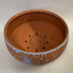 AL - X-Large terracotta and blue carved ceramic planter - Paradise Found Nursery