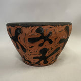 AX - Large terracotta and black carved ceramic planter - Paradise Found Nursery